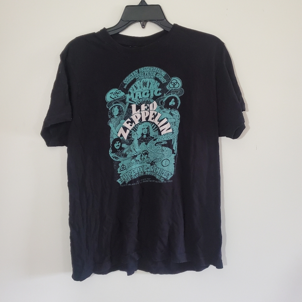 Y2k LED ZEPPELIN Tee Myth Gem Womens Medium Black  Indigo graphic Ban T-Shirt